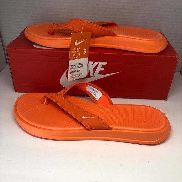Nike Women's Ultra Celso Thong Sandals Hyper Crimson (Orange) Size 8 - Picture 3 of 4